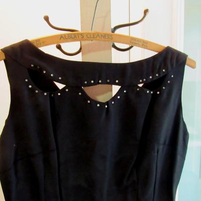 Lot 59:  Vintage Black Sheath Dress With Cut Out Neckline, Rhinestone Trim, Nice Dress!