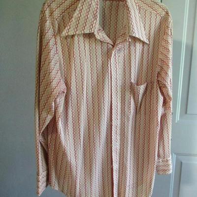 Lot 63:  Vintage Men's Button Down Shirt, Kmart Knit Dress Shirt, 17/33, Poly/Triacetate