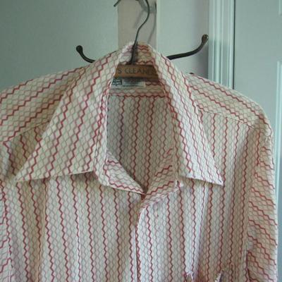 Lot 63:  Vintage Men's Button Down Shirt, Kmart Knit Dress Shirt, 17/33, Poly/Triacetate