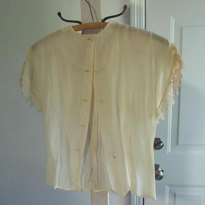 Lot 65:  Antique Short Top With Lace Trim, Ivory Colored