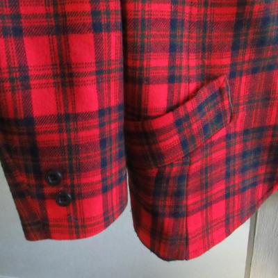 Lot 66:  Vintage Women's Red Plaid Blazer, Pendleton, 100% Virgin Wool, Size 12