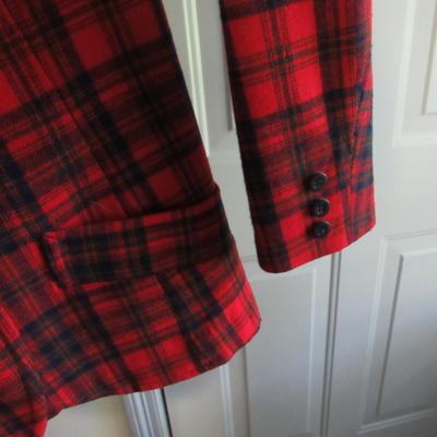 Lot 66:  Vintage Women's Red Plaid Blazer, Pendleton, 100% Virgin Wool, Size 12