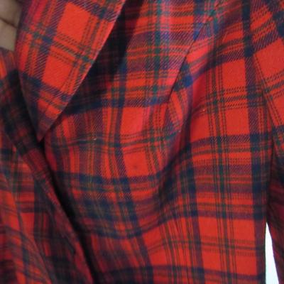 Lot 66:  Vintage Women's Red Plaid Blazer, Pendleton, 100% Virgin Wool, Size 12