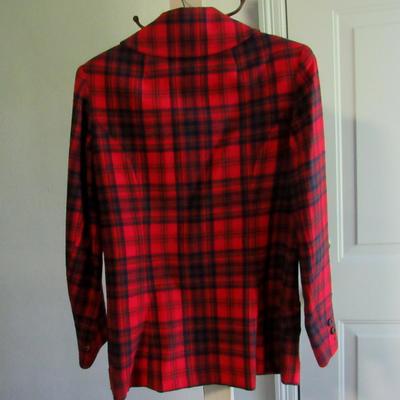 Lot 66:  Vintage Women's Red Plaid Blazer, Pendleton, 100% Virgin Wool, Size 12