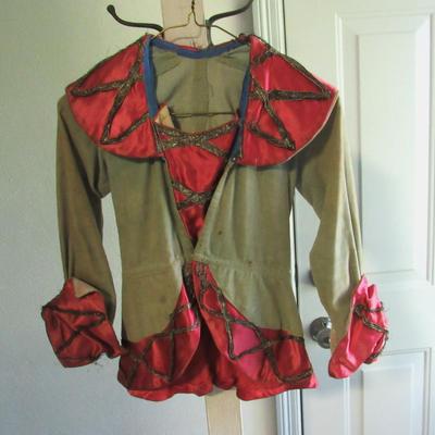 Lot 68:  Antique Ladies Top, Velvet Type Material With Fancy Metallic Ribbon Trim, Old West Style