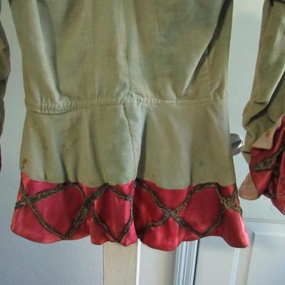 Lot 68:  Antique Ladies Top, Velvet Type Material With Fancy Metallic Ribbon Trim, Old West Style