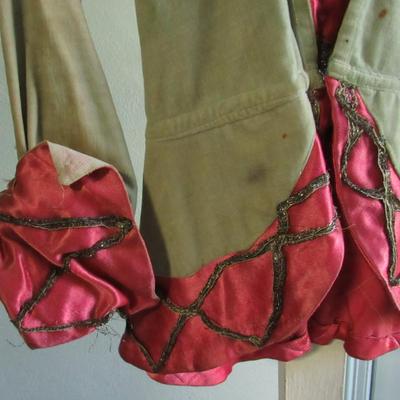 Lot 68:  Antique Ladies Top, Velvet Type Material With Fancy Metallic Ribbon Trim, Old West Style