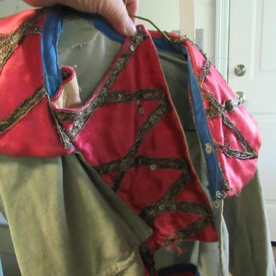 Lot 68:  Antique Ladies Top, Velvet Type Material With Fancy Metallic Ribbon Trim, Old West Style