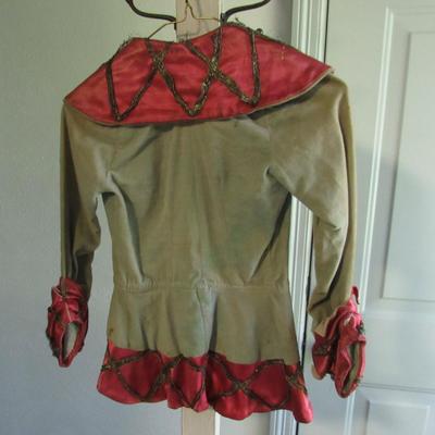 Lot 68:  Antique Ladies Top, Velvet Type Material With Fancy Metallic Ribbon Trim, Old West Style
