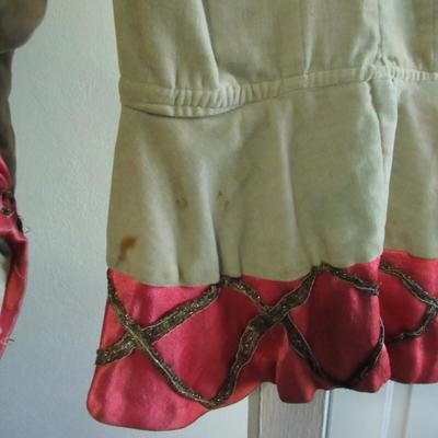 Lot 68:  Antique Ladies Top, Velvet Type Material With Fancy Metallic Ribbon Trim, Old West Style