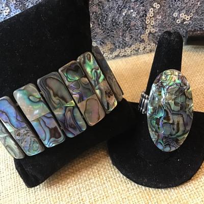 Abalone Shell Cuff And Ring