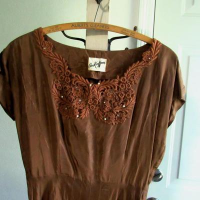 Lot 71: Nice Vintage 1950s Ladies 2 Piece Long Dress and Jacket Set, Ann Kauffmen, See All Photos