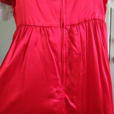 Lot 73: Vintage Formal Dress Red and Lace Frilly, Size 7, Made in USA, 1970-80s