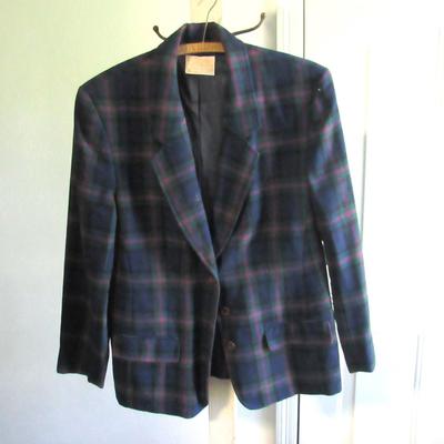 Lot 74: Vintage Blue Plaid Pendleton Woolen Mills 100% Virgin Wool Blazer, Size 12
