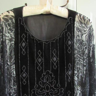 Lot 76: Very Pretty Fancy Beaded and Lace on Velvet Antique Ladies Top, Flapper Style
