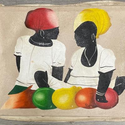 Hatian Obscure artist Two women chatting Unframed Oil Painting