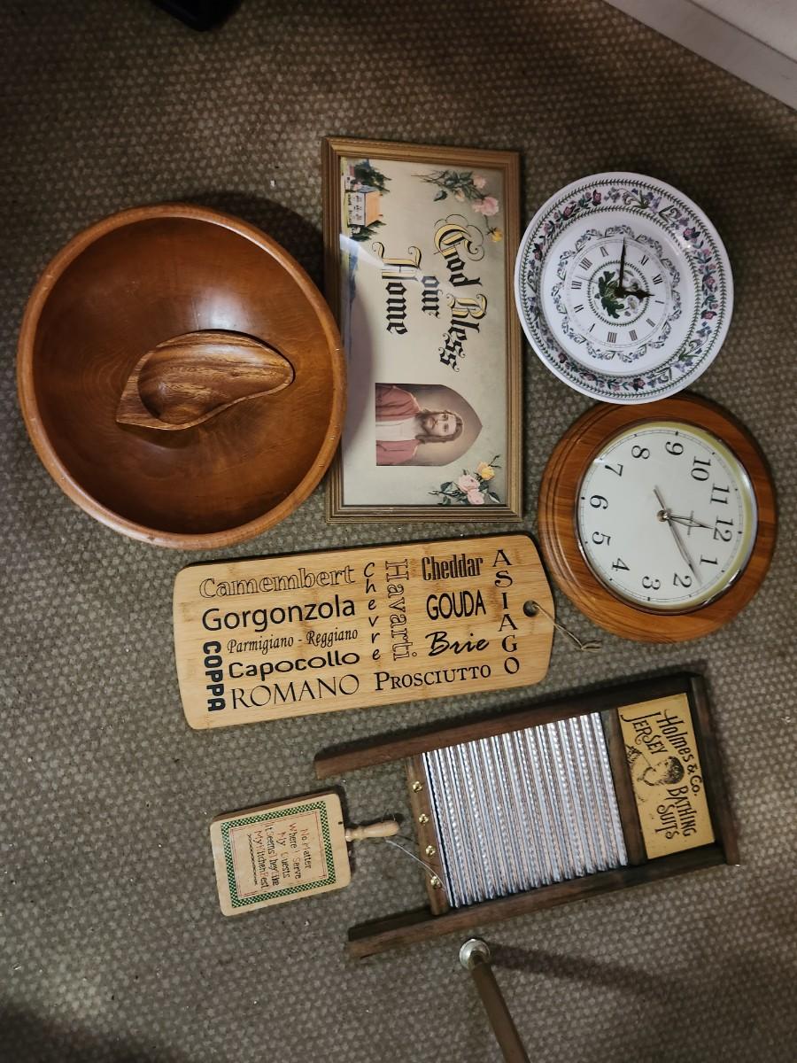 Wall art and wooden bowl