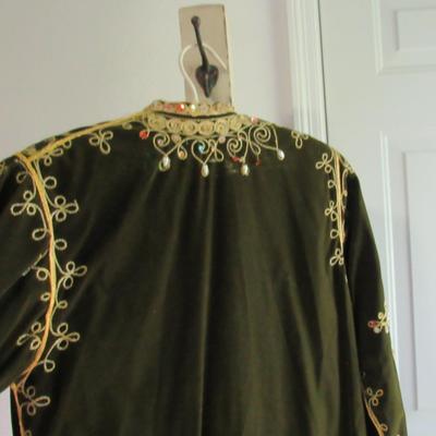 Lot 79:  Vintage Chinese Long Velvet Over Jacket/Coat, Heavily Beaded, Lined, Brocade Trim