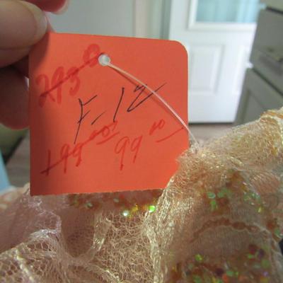 Lot 85: Farinae Collection, Vintage Ladies Fancy Gown, Pink Dress With Sequinned Lace, Size 12