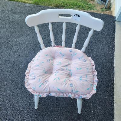 Solid Wood Chair painted White with cushion