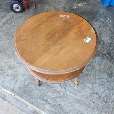 Solid Maple Wood Round 2 Tiered Side Table 28" Diameter 25" H