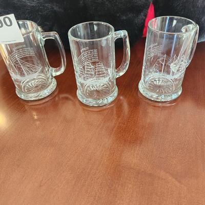 3  Sailing Ships Boat Mugs Schooner, Clipper, Barkentine