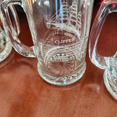 3  Sailing Ships Boat Mugs Schooner, Clipper, Barkentine