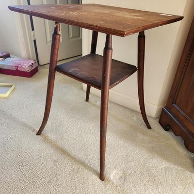 Antique Vintage  2 tiered Solid Wood Parlor Table 22x22x28