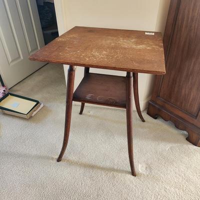 Antique Vintage  2 tiered Solid Wood Parlor Table 22x22x28