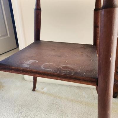 Antique Vintage  2 tiered Solid Wood Parlor Table 22x22x28