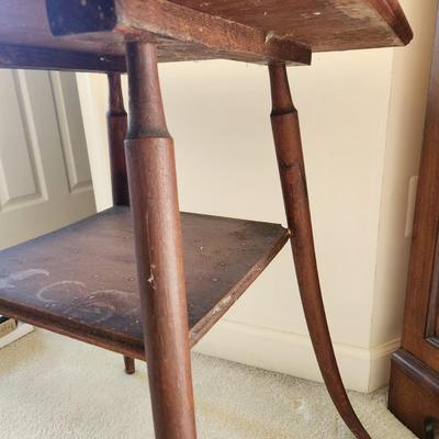 Antique Vintage  2 tiered Solid Wood Parlor Table 22x22x28