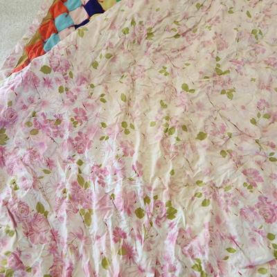 Vintage Colorful Diamond Handmade Quilt 63x80