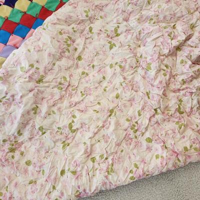 Vintage Colorful Diamond Handmade Quilt 63x80