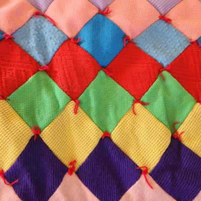 Vintage Colorful Diamond Handmade Quilt 63x80