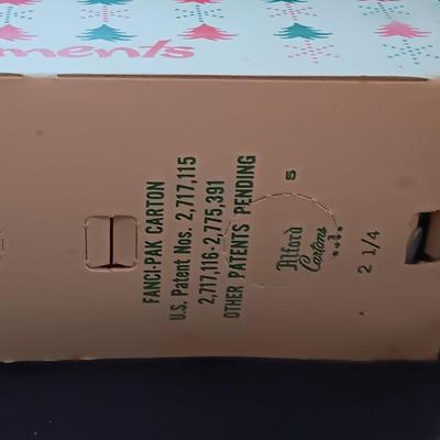 Shiny Brite Christmas bulbs in original Fanci Pak carton gold and silver bulbs some with snow!