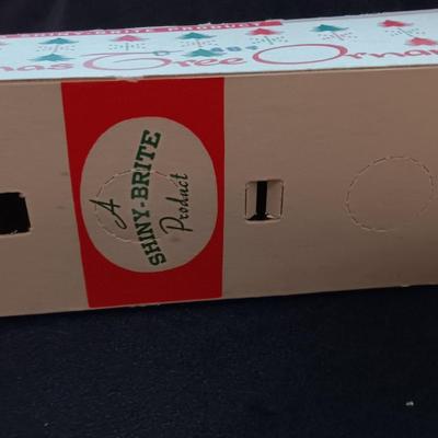 Shiny Brite Christmas bulbs in original Fanci Pak carton gold and silver bulbs some with snow!