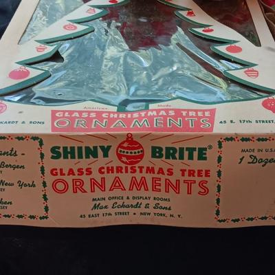 Vintage Shiny Brite Christmas- glass bulbs with designs and other ornaments