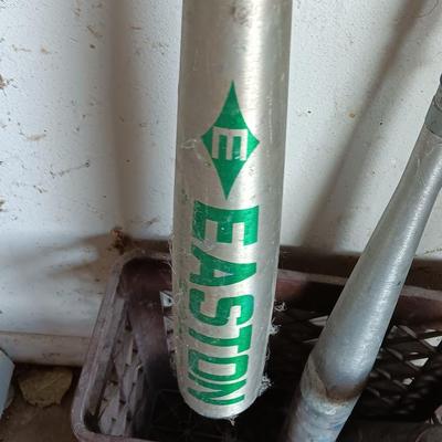 Baseballs and Softballs with bats and tall crate perfect to hold your bats!