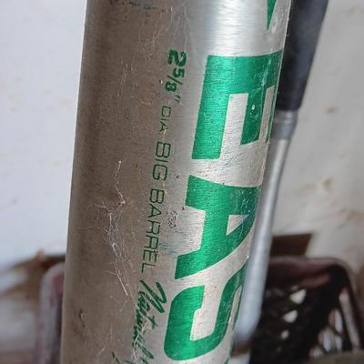 Baseballs and Softballs with bats and tall crate perfect to hold your bats!