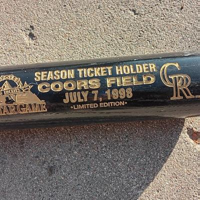 Colorado Rockies Limited edition Season Ticket holder July 7, 1998 Wooden Baseball bat All-star Game