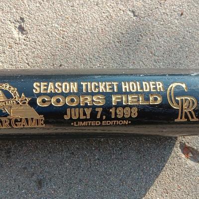 Colorado Rockies Limited edition Season Ticket holder July 7, 1998 Wooden Baseball bat All-star Game