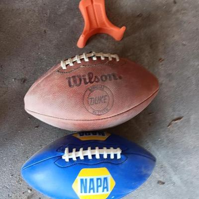 Two footballs and a kickoff tee- Wilson - Napa