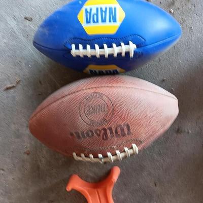 Two footballs and a kickoff tee- Wilson - Napa