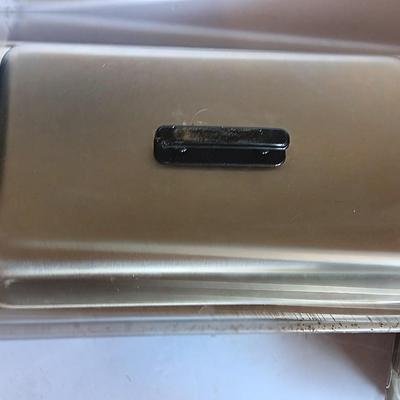 Stainless steel sterno dual burner heat warming pan with lid and inserts.