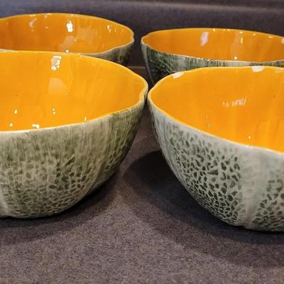 (4) Ceramic Cantaloupe Bowls