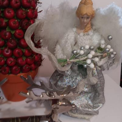 Large Santa figure, Angel, Apple Christmas tree and a Reindeer candle holder Christmas will be here before you know it!