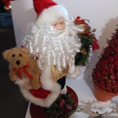 Large Santa figure, Angel, Apple Christmas tree and a Reindeer candle holder Christmas will be here before you know it!