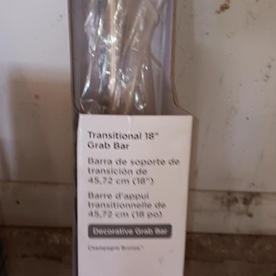 Delta bathroom accessories 18" glass shelf with bar, toilet paper holder, and support bars all new