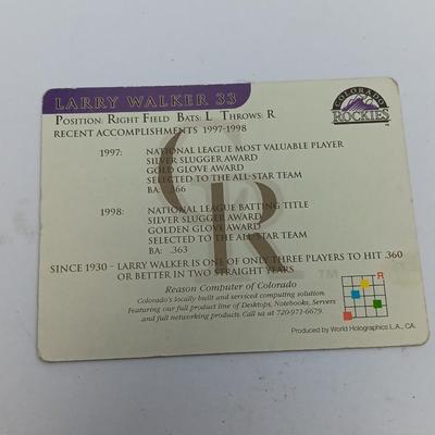 Colorado Rockies Bobble head with CR Pin and Larry Walker #33 collectible card