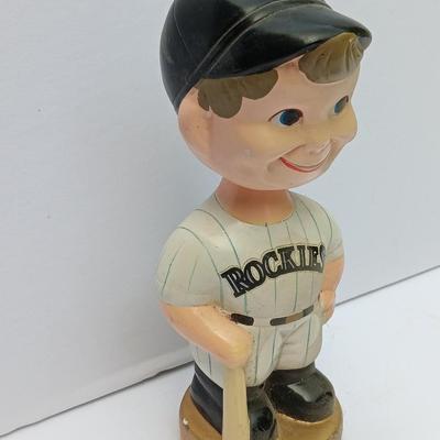 Colorado Rockies Bobble head with CR Pin and Larry Walker #33 collectible card